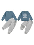 MQTIME  -  Infant Boys Stylish Autumn Ensemble Trendy Long Sleeve Top with Printed Letters and Matching Solid Trousers - 2 Piece Set