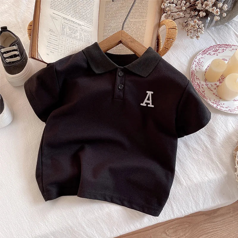 MQTIME  -  2Piece 2025 Summer Baby Boy Clothes Korean Fashion Casual Letter Short Sleeve Black Tops+Shorts Clothings Children's Sets BC2116