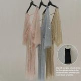 MQTIME  -  Sexy Mesh Maternity Photography Dress Transparent Rhinestones  Baby Shower Party  Summer Woman Crystal Bikini Cover-up