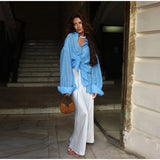 MQTIME  -   Oversized Women's Sheer Casual Shirt Blouse Draped Long Sleeve Lapel Loose Fit Outerwear New Casual Daily Streetwear Outfit