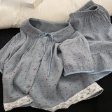 MQTIME  -  Korean Polka Dot Double-layer Cotton Yarn Short-sleeved Pajamas for Women's Summer New Soft and Skin-friendly Home Clothing