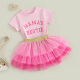 MQTIME  -  Adorable Baby Girl Dress Set with Floral Print Top and Ruffled Tulle Skirt - 2 Piece Summer Outfit for Toddlers