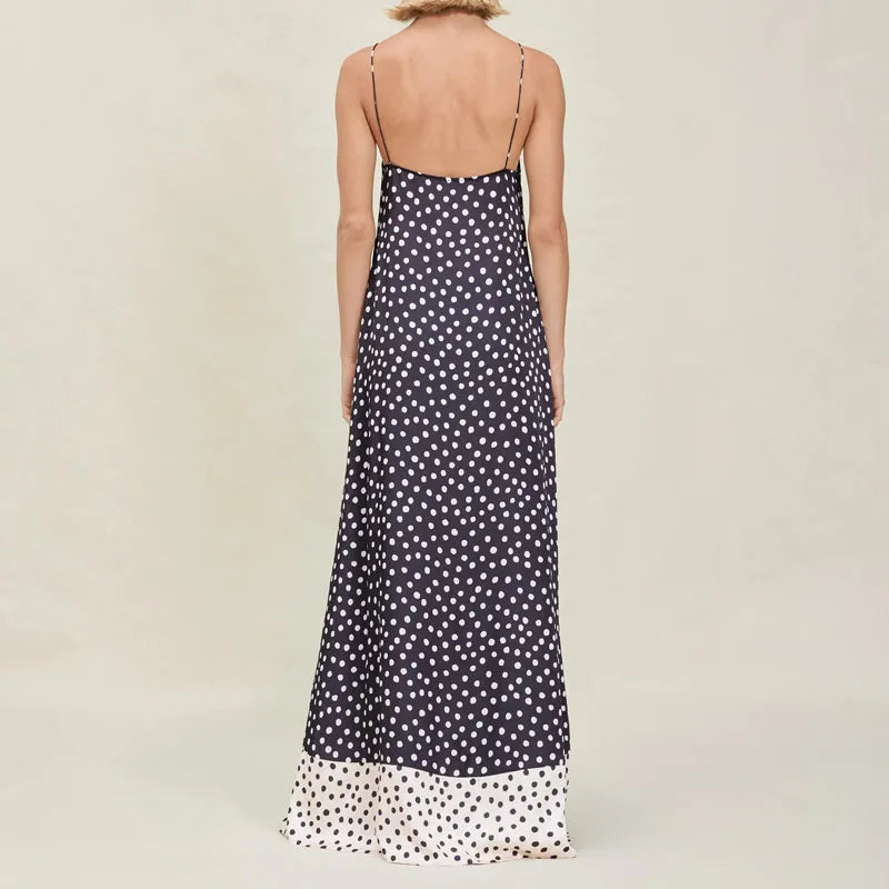 MQTIME  -  Sexy Off Shoulder Sling Tops with Pant Suit Women's Elegant Sleeveless Lace-Up Hollow 2Pc Sets Fashion Polka Dot Print Outfits