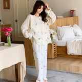 MQTIME  -  Maternity Nursing Sleepwear Sets 100% Cotton Feeding Pajamas Spring Autumn Thin Long Sleeve Top Pants Home Wear