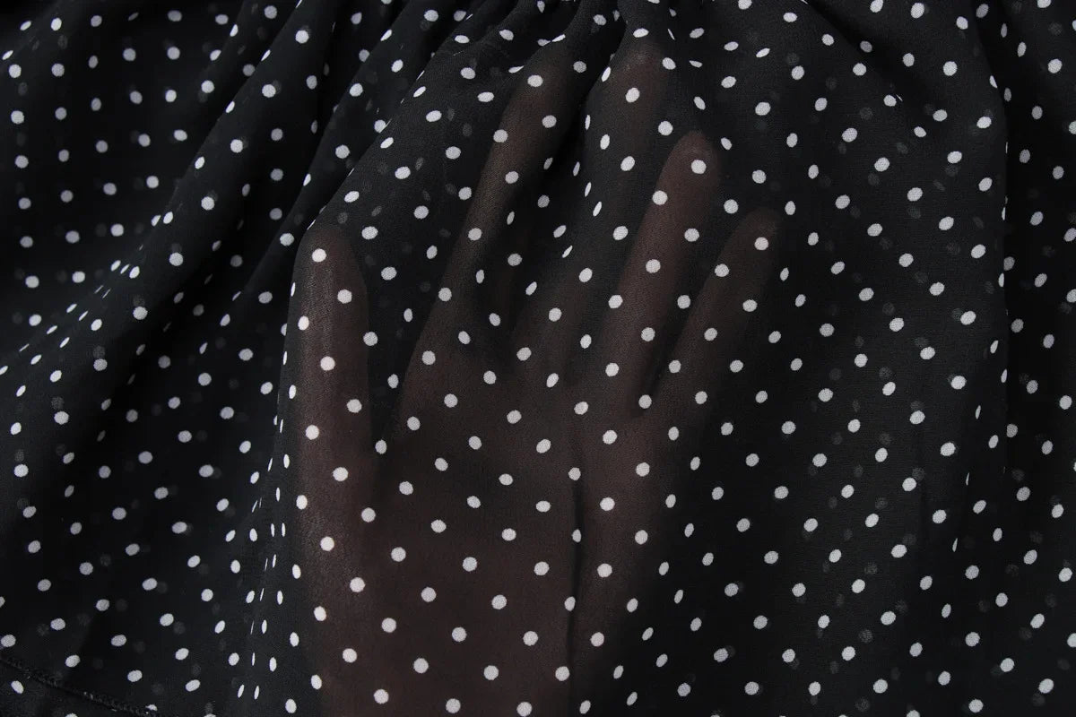 MQTIME  -  New Fashionable Polo Collar Patchwork Dot Mini Dress For Women Patchwork See-Through Elegant Party Dress Women's Autumn Dress