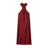 MQTIME  -  summer women's casual simple design sexy backless sleeveless halter neck long fashion dress