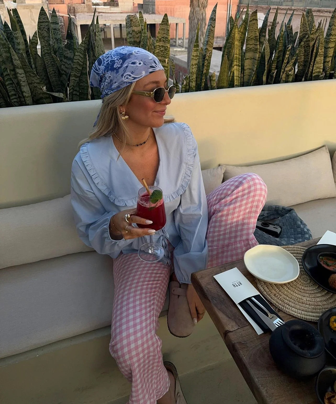 MQTIME  -  Pants For Women Spring Chic Casual Plaid Printing Elastic Waist Pants Woman Sweet Folds Loose Trousers Streetwear