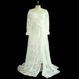 MQTIME  -   Elegant Maternity Dresses Photoshoot Embroidered Tulle Gown for Pregnancy Photography Baby Shower Wedding Summer dress