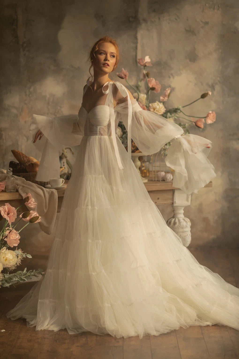 Mqtime Charming Bridal Ruffles Tulle Maternity Dress for Photoshoot Vestidos Pregnancy Photography Dresses Bell Sleeve Custom Made