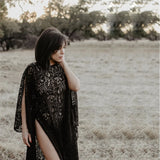 MQTIME  -  Sexy Black Lace Pregnancy Dress For Photo Shoot Fancy Maternity Dresses Photography Prop Split Side Pregnant Women Maxi Gown