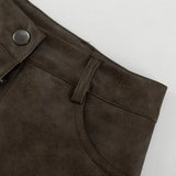 MQTIME  -  Retro Fashion PU Leather Skirt Set Women's Design Sense Cutout Long Sleeve Top Luxury Sense Two-piece Set