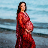 MQTIME  -  Sexy Sequin Maternity Photography Long Dress Lace Perspective Pregnancy Dress Photo Shoot Gown Baby Shower Dress