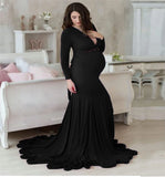 MQTIME  -  Sexy Maternity V-neck Dresses Photography Long clothing Pregnancy Shoot Maxi Gown For Baby Showers Pregnant Women Photo Props