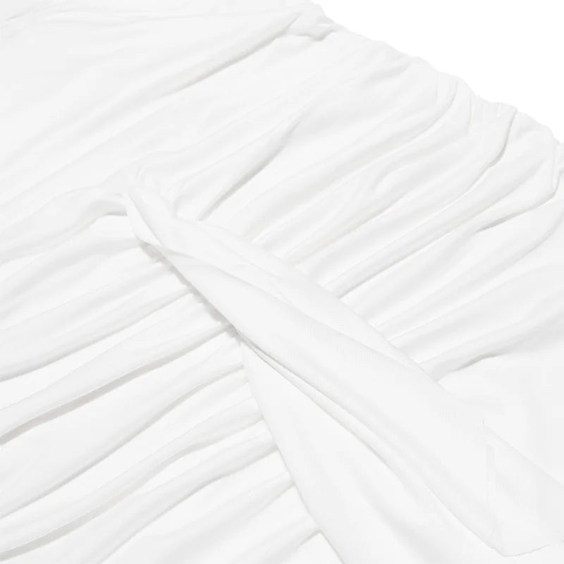 MQTIME  -  Halter Pleated Women's Prom Dress Backless Sleeveless Bandage Gown White Close Fitting Party Skirt Spicy New Arrival In Stock