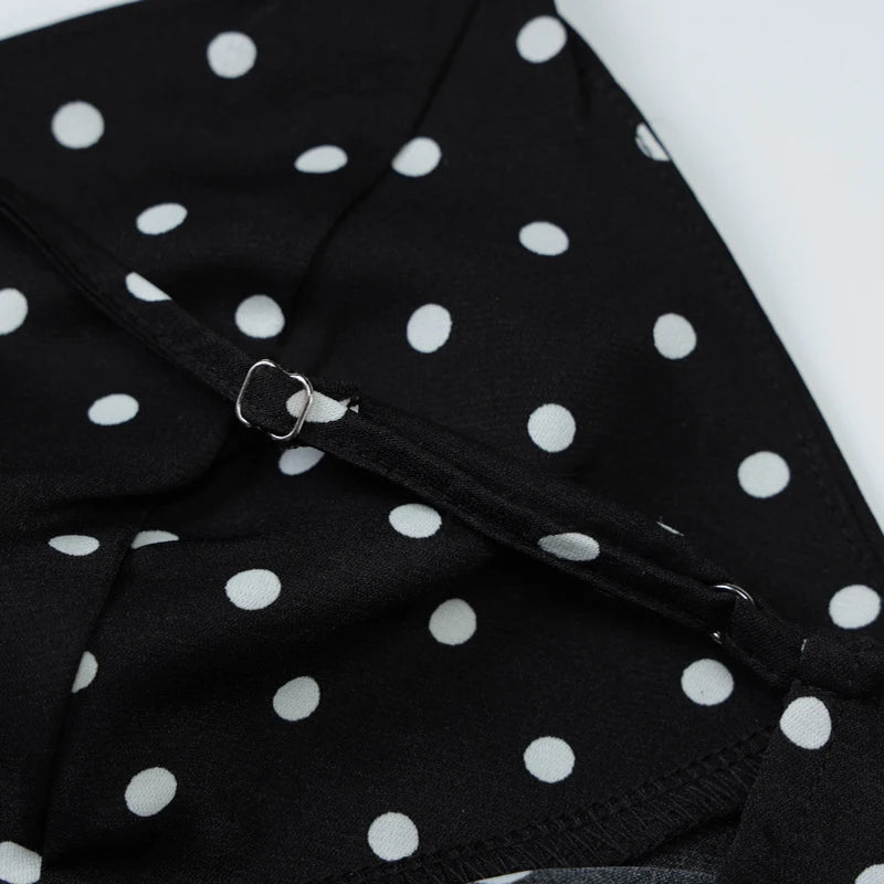 MQTIME  -  Women's French Style Polka Dot Printing Sexy V-neck Camisole Backless Loose Dress Sleeveless Summer Party Gowns