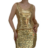 MQTIME  -  Stylish Women s Sleeveless Sequin Crop Top with V-Neck and Shimmering Details - Trendy Streetwear Fashion for Summer