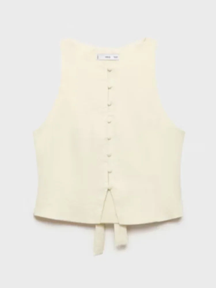 MQTIME  -  Casual Solid Vest Pleated Skirt Set Women Sleeveless Button Patchwork Tops A-line Skirts Sets Female 2025 Summer Beach Lady Suit