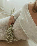 MQTIME  -   Maternity Photoshoot Dress Long Sleeve knit Off Shoulder Maxi Gown Pregnancy Pictures maternity dress photoshoot Baby Shower