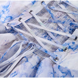 MQTIME  -  Elegant Printed Short Dresses Women Chic Lace Up Sleeveless Puff Dress Female Summer Holiday High Waist Lady Vestidos Beachwear