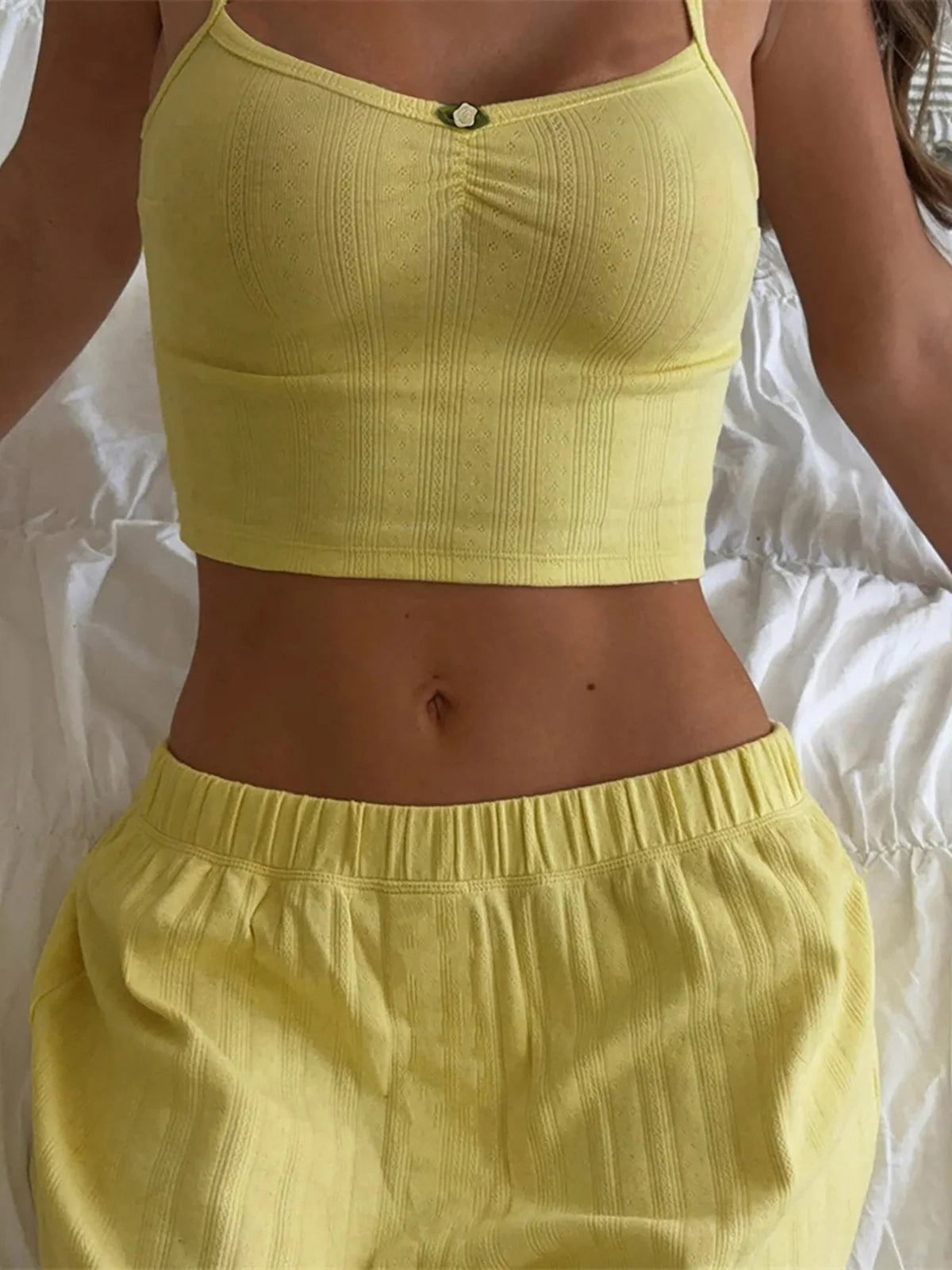 MQTIME  -  Solid Overshort Tank Top Pants Summer Spring Nightwear Pajamas Lounge Wear Women's Home Clothes Casual Sleepwear Home Wear D558