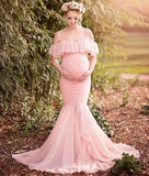 MQTIME  -  Mermaid Maternity Dresses For Photo Shoot Pregnant Women Pregnancy Dress Photography Props Sexy Off Shoulder Maxi Maternity Gown