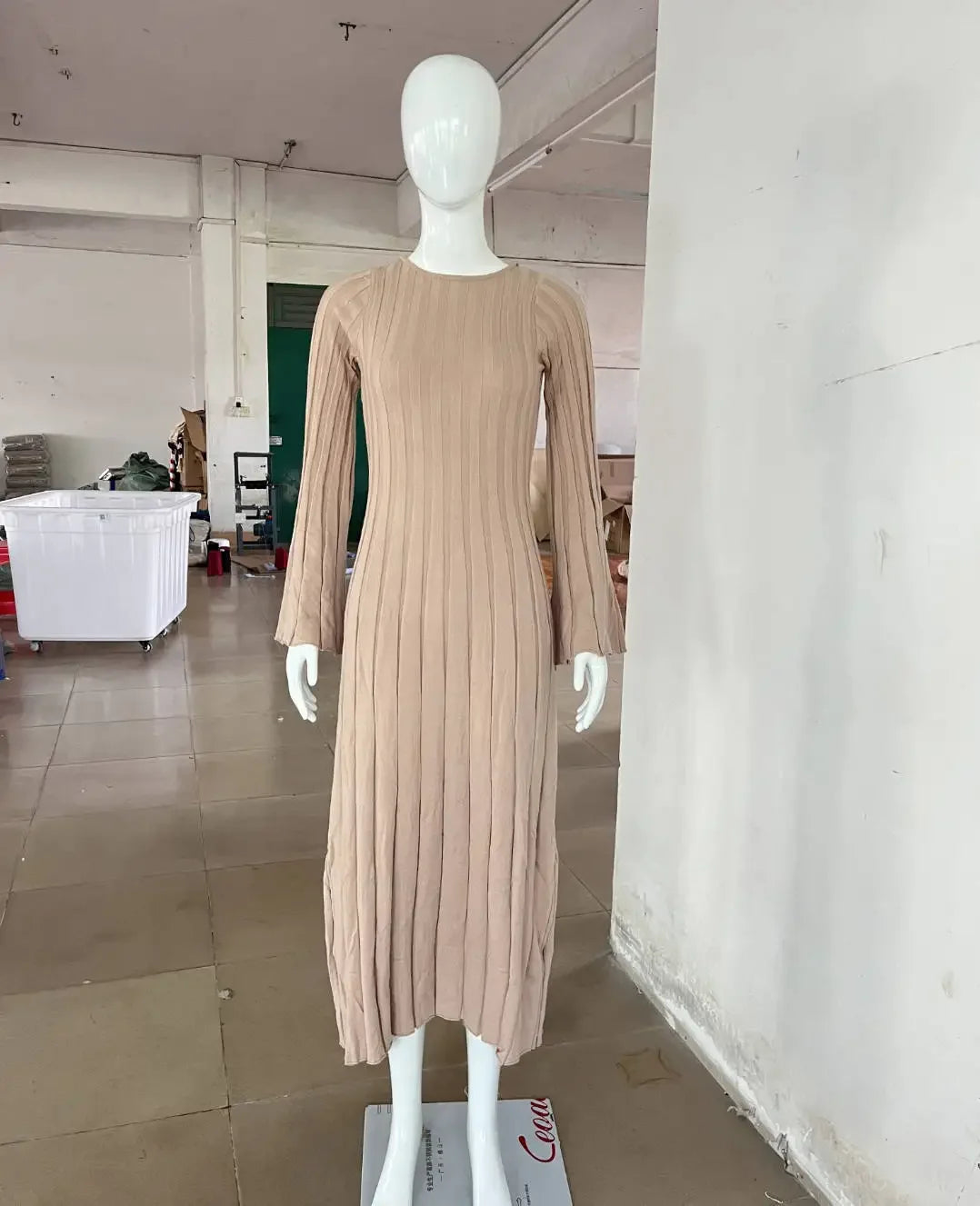MQTIME  -  White Backless Knitted Maxi Dress for Women Elegant Flare Long Sleeve Bodycon Party Dresses Lady Holidays Club Evening Outfits