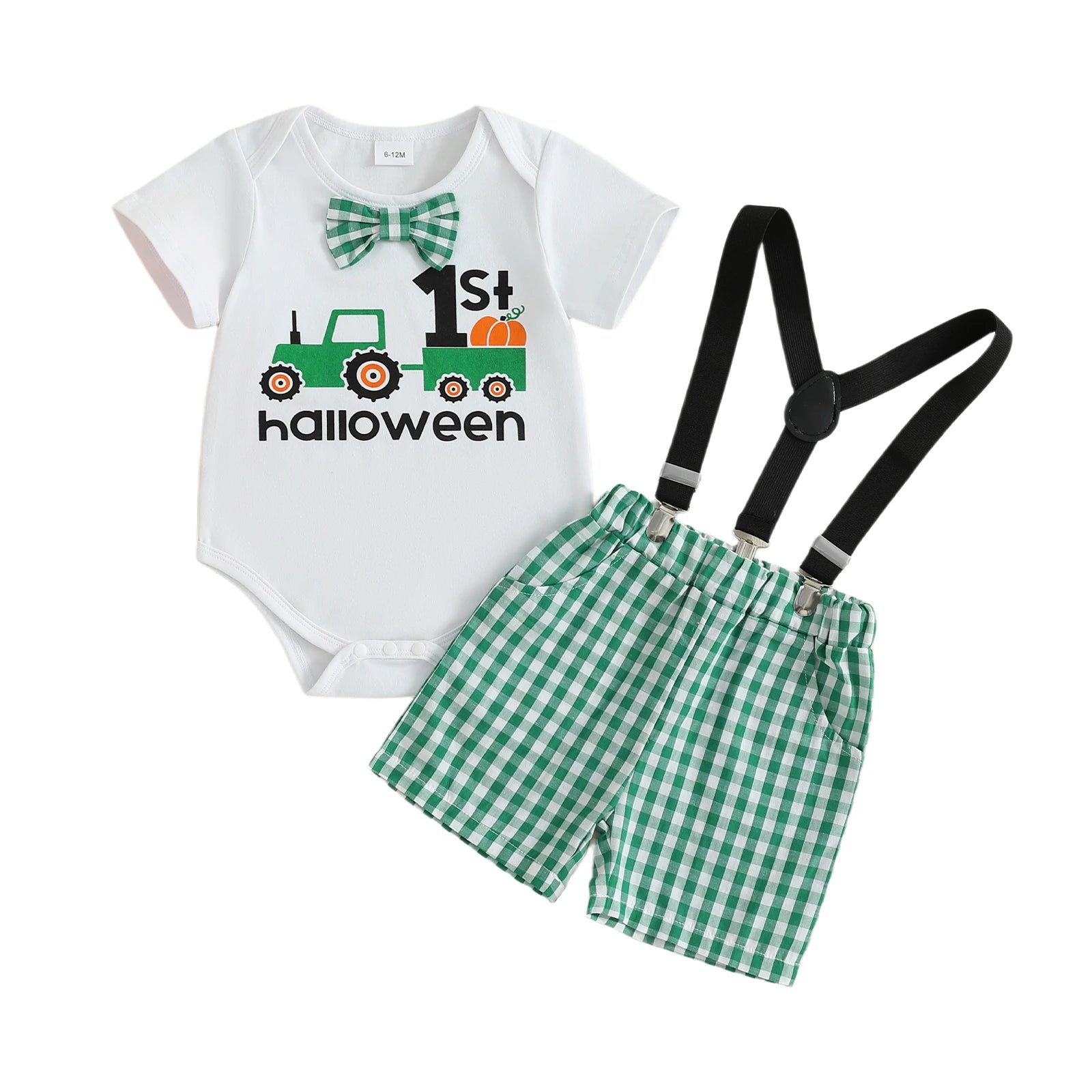 MQTIME  -  Toddler Girl Halloween Costume Pumpkin Print Long Sleeve Romper and Tutu Skirt 2 Piece Set with Headband and Tights