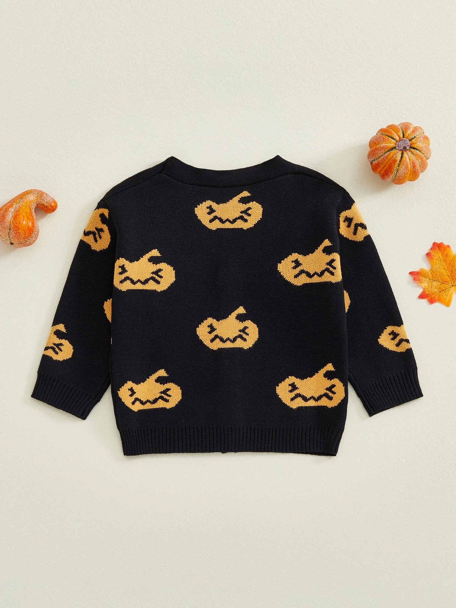 MQTIME  -  Infant Halloween Costume Romper Pumpkin Pattern Button Down V Neck Long Sleeve Knitted Jumpsuit for Baby Boy Girl