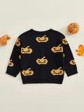 MQTIME  -  Infant Halloween Costume Romper Pumpkin Pattern Button Down V Neck Long Sleeve Knitted Jumpsuit for Baby Boy Girl