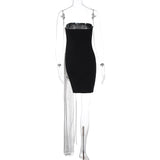 MQTIME  -  Tassel Strapless Women's Prom Dress High Split Backless Party Gown Black Middle Waist Sleeveless Evening Dress Spicy Girl Newest