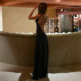 MQTIME  -  Women's French Style Polka Dot Printing Sexy V-neck Camisole Backless Loose Dress Sleeveless Summer Party Gowns