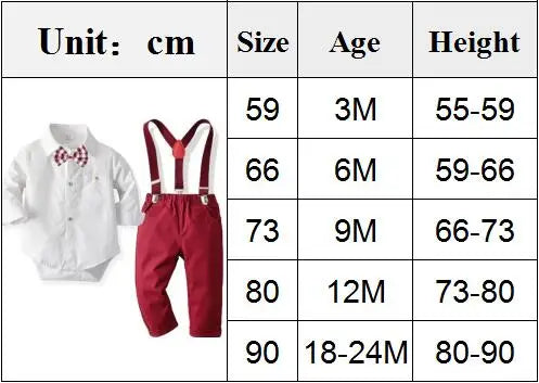 MQTIME  -  3-24 Months Christmas Outfit for Baby Boy Solid 4 PCS Cotton Set Infant Child Spring Autumn Long Sleeve Birthday Party Costume