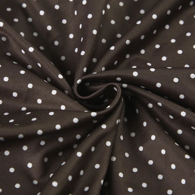 MQTIME  -  French lace up bow polka dot breasted short top with retro style, pleated waist, slimming effect, versatile short sleeved shirt