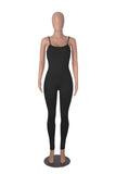 MQTIME  -  Spaghetti Strap Low Cut Black Skinny Solid Stretchy Summer Jumpsuits Backless Streetwear One Piece Romper For Women