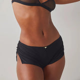 MQTIME  -  Women‘s Y2K Cute Micro Pajama Shorts Soft Side Slit Ruched Elastic Low Rise Stretch Sleep Pj Bottoms Sleep Loungewear