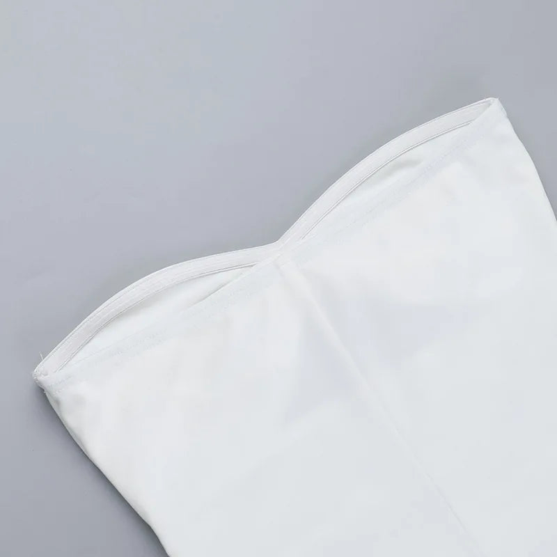 MQTIME  -  Summer European Style Tube Top High Waist A-Line Dress New Sexy Beach Vacation Solid Sleeveless Dresses Hollow Out Maxi Dress