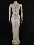 MQTIME  -   Women Celebrate Prom Birthday Dress Photography Outfit Sparkly Rhinestones Pearls See Through Long Dress Singer Sexy Show Wear