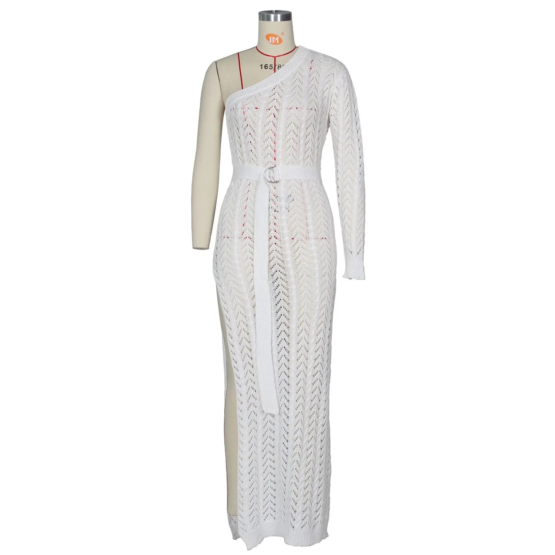 MQTIME  -  Off-the-shoulder Knitted Maternity Photo Shoot Long Dresses Hollow Out Lace Pregnancy Photography Dress Sides Slit Stretchy