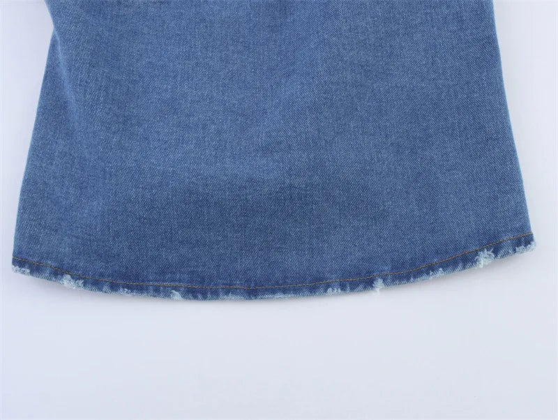 MQTIME  -  Spring/Summer New European and American Style Women's Fashion Sexy Spicy Girl Versatile Strap Denim Top