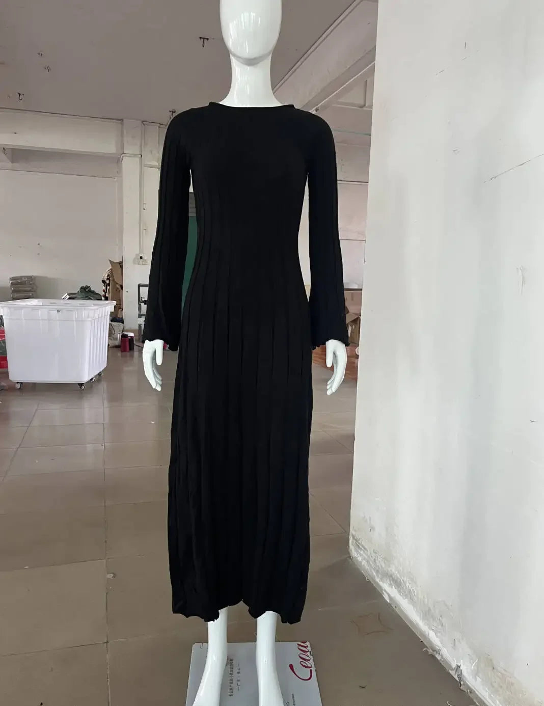 MQTIME  -  White Backless Knitted Maxi Dress for Women Elegant Flare Long Sleeve Bodycon Party Dresses Lady Holidays Club Evening Outfits