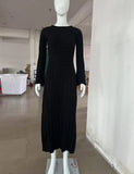 MQTIME  -  White Backless Knitted Maxi Dress for Women Elegant Flare Long Sleeve Bodycon Party Dresses Lady Holidays Club Evening Outfits