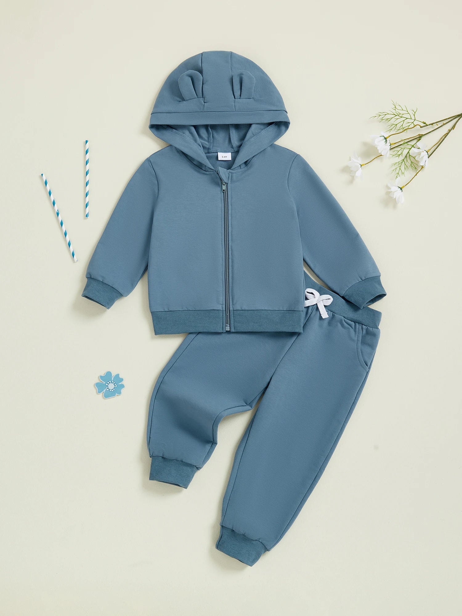 MQTIME  -  Adorable Baby Boy Girl Autumn Clothes Cozy Hooded Jacket Stretchy Pants 2 Piece Outfit Set for Fall