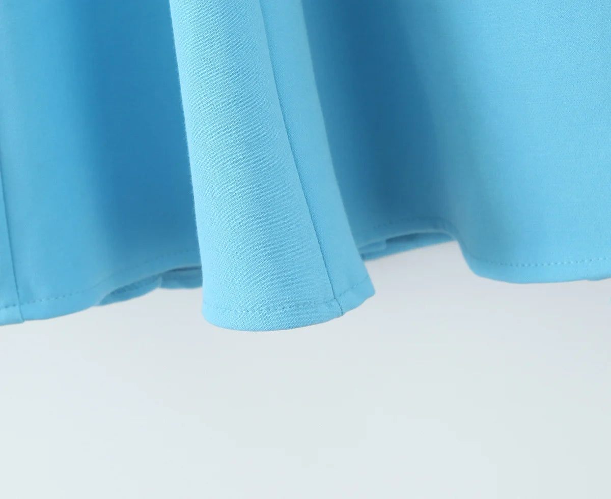 MQTIME  -  Summer New Arrivals Women's Wear Pure Color Temperament Sexy Backless Wave-Style Wide-Sleeve Halter Short Dress