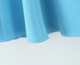 MQTIME  -  Summer New Arrivals Women's Wear Pure Color Temperament Sexy Backless Wave-Style Wide-Sleeve Halter Short Dress