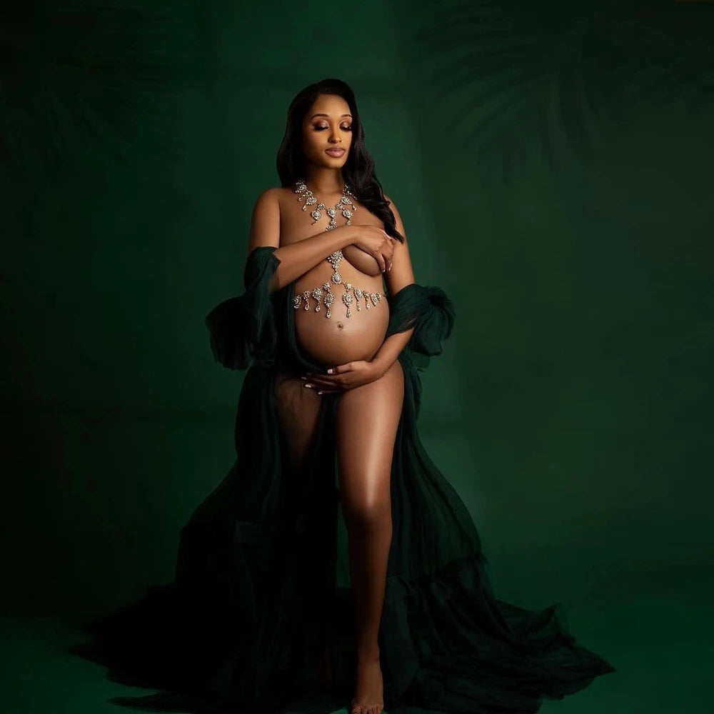 MQTIME  -  New Maternity Photography Sexy Chain Body Shoulder Necklace Rhinestone Props for Pregnant Women Photographer Accessories