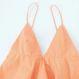 MQTIME  -  Summer Women Striped Mini Dresses Sleeveless Backless Thin Straps Dress Female Chic Streetwear Lady Sexy V-Neck Vestidos