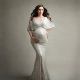 MQTIME  -  Sequins Maternity Photography Long Dresses Stretchy Pregnant Woman Party Dress For Photo Shoot