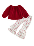 MQTIME  -  Girls Christmas Outfits Long Sleeve Tops and Snowflake Print Leggings Set 2 Piece Clothes for Toddler Girls