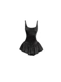 MQTIME  -   Sweet Black Coquette Aesthetic Women Mini Slim Dresses Sexy Bodycone Short Sleeveless Dress Y2k Hotsweet Folds Summer
