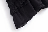 MQTIME  -  Summer New Arrivals Women's Retro Casual French Ruffle Sleeveless V-Neck Cake Skirt Fashion Mini Dress